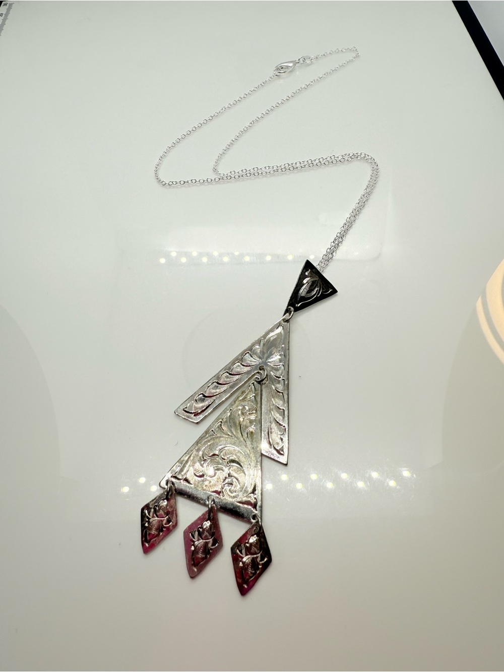 Vintage Boho Silver Pendant Necklace - Women Jewelry
